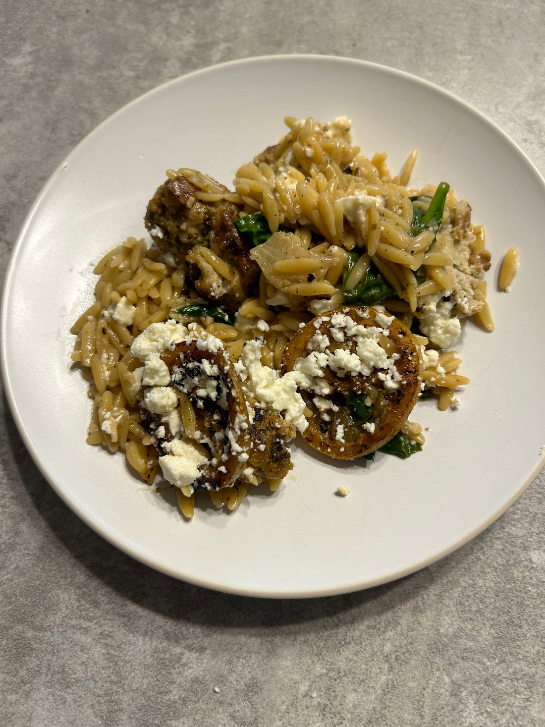 Delicious Smoked Maple Chicken Meatballs with Orzo and Spinach