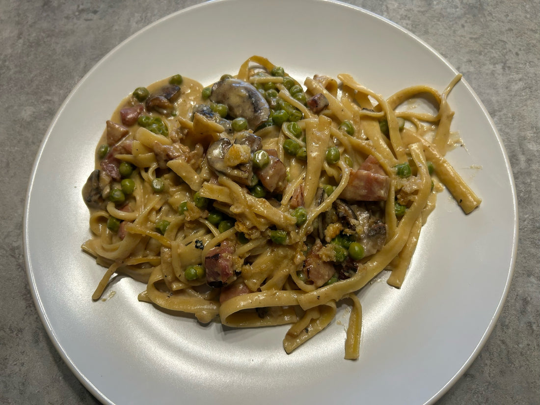 Heavenly Ham Tetrazzini with a Ghosted Maple Twist